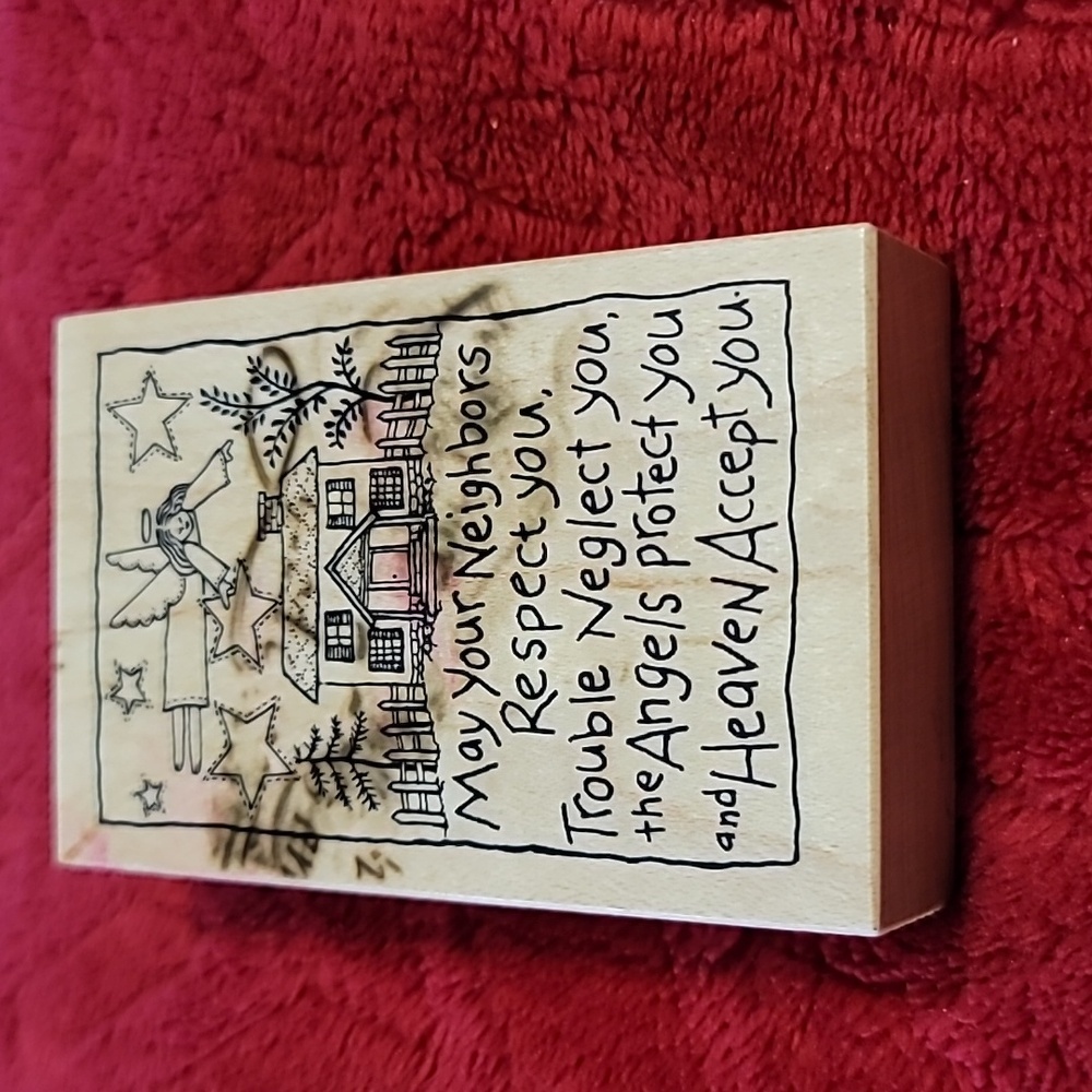 May Your Neighbours Poem Wooden Rubber Stamp